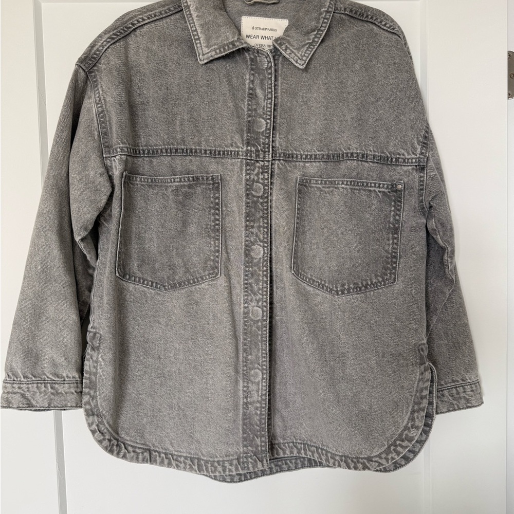 Stradivarius Gray Denim Overshirt